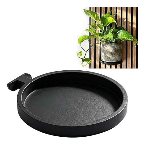 Étagère pour Panneau Acoustique, Support Pot de Fleur Rond en Métal Noir Ø 11,5 cm, Etagere Murale Sans Percage, Étagère Murale Suspendue pour Panneaux Acoustiques Muraux (1/5)