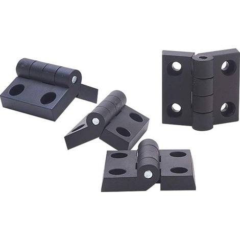 Charnières de porte de placard (lot de 4) 6 cm x 5 cm (L x l) en nylon ABS, charnières pliantes - Noir (1/5)