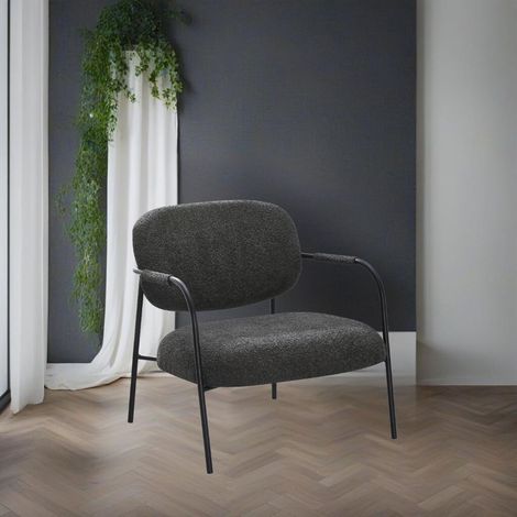 2x Poltrona Nat in schwarz mit grauer teddy-Sitzfläche, 70 x 73,5 x 74 cm