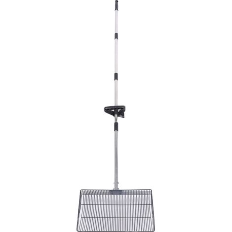 Grande pelle à litière en métal pour poulailler, manche long télescopique réglable, en acier inoxydable, pour chat. (1/5)