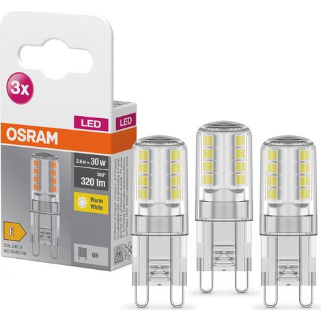 LED BASE PIN G9 Lot de 3 x Ampoule LED Culot G9, 2,60W = 30W équivalent incandescent clair Blanc chaud 2700K (1/5)