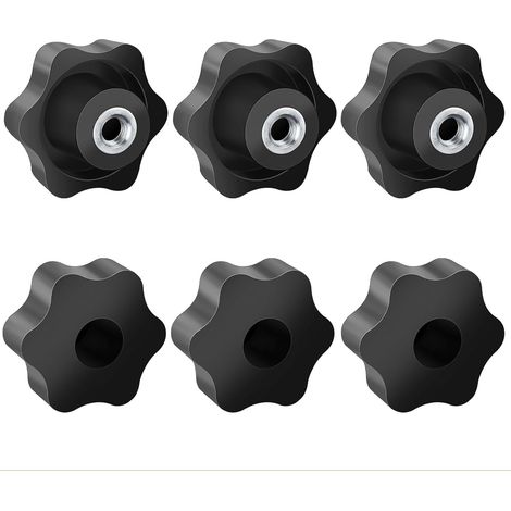Lot de 6 écrous à poignée étoile M6, diamètre extérieur 38 mm, vis moletée filetage intérieur en laiton, écrou de poignée étoile filetage intérieur en laiton pour machines-outils, appareils de (1/5)