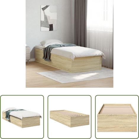 Cadre de lit chêne sonoma -  Cadre de lit sans matelas chêne sonoma 75x190 cm (1/5)