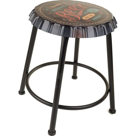 Taburete redondo de metal negro d35x46h cm