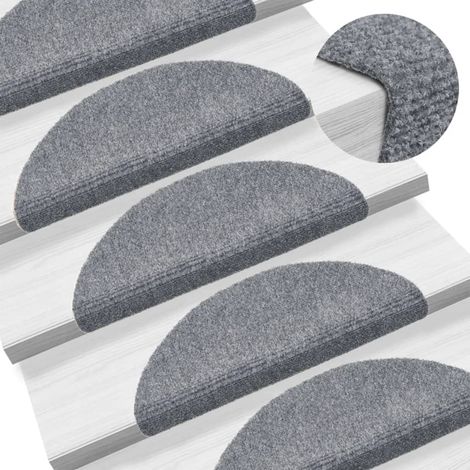 Bandes adhésives pour escaliers, 15 pièces, 56 x 17 x 3 cm, gris clair, semi-circulaires (1/5)