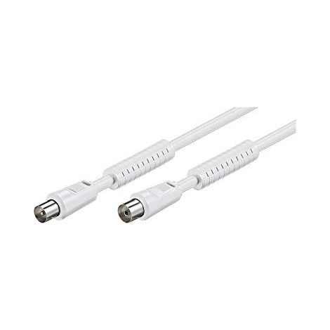 Goobay 50725 Cavetto Antenna Coax (80 dB), Coassiale in Ferrite, Schermatura Doppia, Bianco, 5 m Lunghezza del Cavo (1/3)