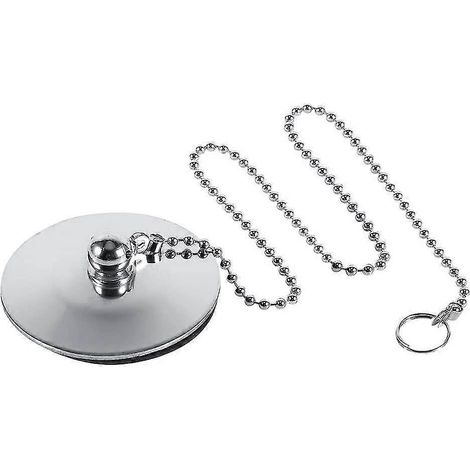 Verchromter Badewannen- und Waschbeckenstöpsel, 4,2 cm (1,65 Zoll) massiver Metall-Abflussstopfen mit Kette für Bad und Küche