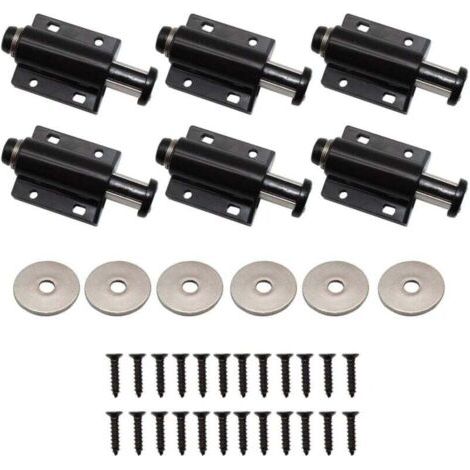 6 Pièces Loquets Magnétiques, Fermeture Push, Amortisseur de Porte Magnétique, Aimant Poussoir, Pression Attrape, pour Armoire Tiroir Placard (Noir) (1/4)
