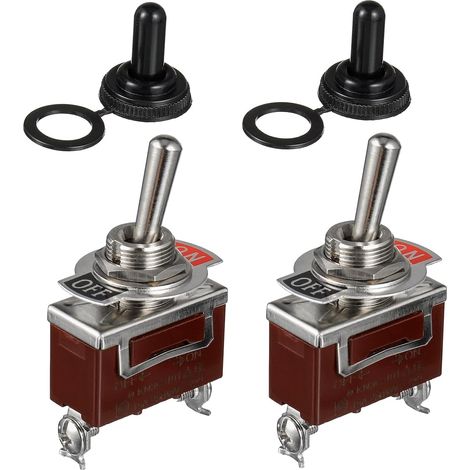 2 Pièces Interrupteur à Bascule 220V Bipolaire 2 Positions 15A, Interrupteur 220V 2 Positions,Interrupteur 12V Bipolaire en Métal,avec Capuchon Résistant aux Intempéries,12mm,Brun (1/5)