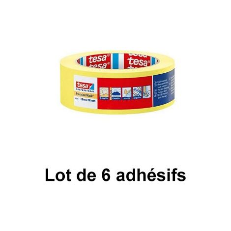 Tesa – Ruban de masquage de précision 38 mm x 50 m – Retrait facile jusqu'à 5 mois – Lot de 6 adhésifs pour bords peints précis