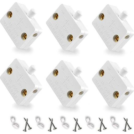 Automatique Pour Interrupteur D'Éclairage Porte Placard Contact Momentané Interrupteurs 6Pièce Cupboard Doors Commutateur D'Armoire Blanc