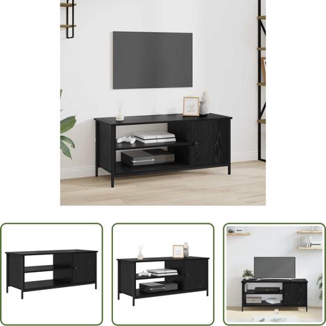 vidaXL Meuble TV 100 x 40 x 45 cm Chêne noir Bois d'ingénierie (1/5)