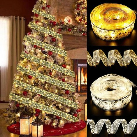 1 Ruban Sapin Noël Pailleté LED Guirlande Lumineuse pour Decoration Sapin Noel (lumière chaude) Longueur: 1m (1/5)