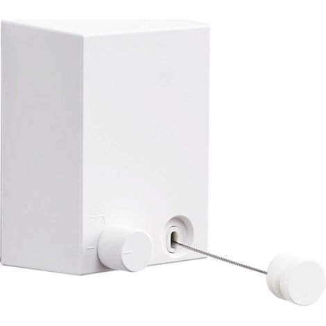 Étendoir à linge rétractable avec cordon réglable en acier inoxydable, style hôtel, robuste, sans perçage, fixation murale, 4,2 m, blanc (1/4)