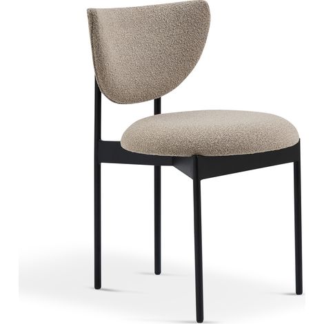 Lot de 2 chaises de salle à manger scandinaves en tissu beige, sans accoudoirs, structure métal noir, compactes pour petits espaces, montage facile CHICFURN (1/5)