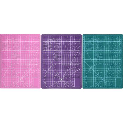 Planche de découpe PVC A4 3 pièces, recto-verso quadrillée, multifonction pour bureau, école, peinture et gravure. (1/5)