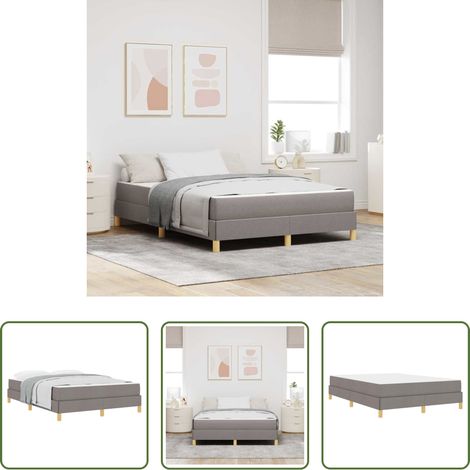 vidaXL Confort - Lit à ressorts avec matelas Taupe 140 x 200 cm tissu (1/5)