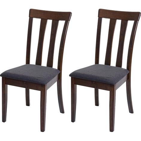 Set 2x sedie cucina sala soggiorno HHG-525 legno massello, struttura scura cuscino antracite