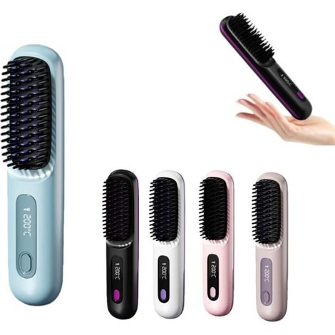Brosse Cocoony pour Cheveux Courts Brosse Lissante Rechargeable Portable. Design Durable. avec Affichage LCD. Réglage de la température en 3 étapes.Pour Coiffage Quotidien & Voyage (1/5)