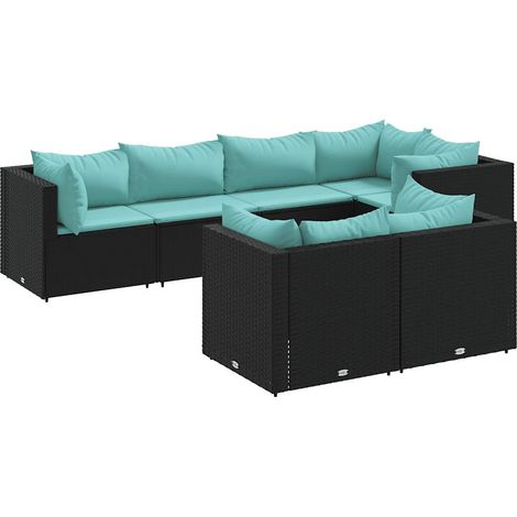 Maison Exclusive - Set Salotto da Giardino con Cuscini 7pz Nero Polyrattan (1/5)
