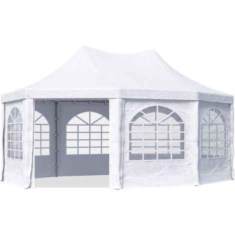 Gazebo a pagoda 4x5,5 m TOOLPORT facile e veloce da montare con finestre - robusto telo in PVC 700 bianco