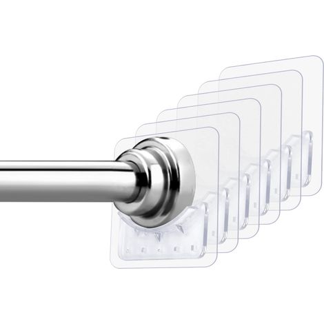 Pack Adhesive Shower Curtain Rod Holders Wall Mounted No Drilling for Bathroom Kitchen (1/5)