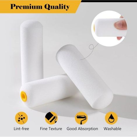 Rouleau à peinture en mousse - Unbrand - Lot de 10 rouleaux - Mini rouleau 10 cm - Absorption optimale (1/4)