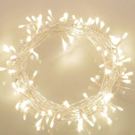 100 Guirlandes LED à Pôles avec Minuterie Blanc Chaud (8 Modes, 11M, IP65 Étanche) Éclairage Extérieur THD02, 1 Pack-Fei Yu (1/5)