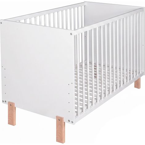 MATTI Lit bébé évolutif à barreaux pieds droits Blanc 120x60 cm (1/5)