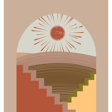 Papier peint panoramique - Paysage Boho - 130 cm x 139 cm (1/2)