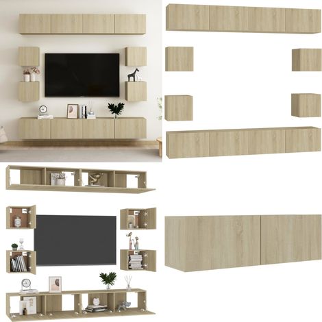 8-tlg. TV-Schrank-Set Sonoma-Eiche Holzwerkstoff - Fernsehschrank - Holzwerkstoff (1/5)