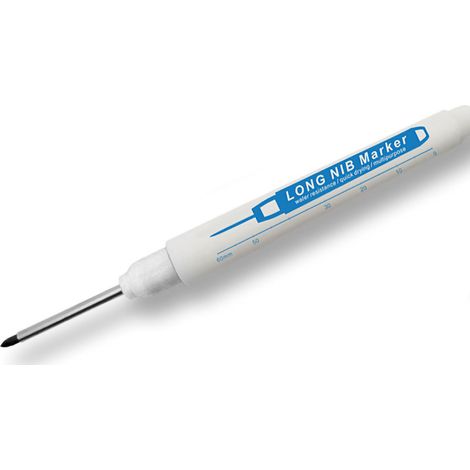 Marqueur à pointe longue 30mm, multifonction, imperméable, pour marquage en profondeur sur bois, blanc