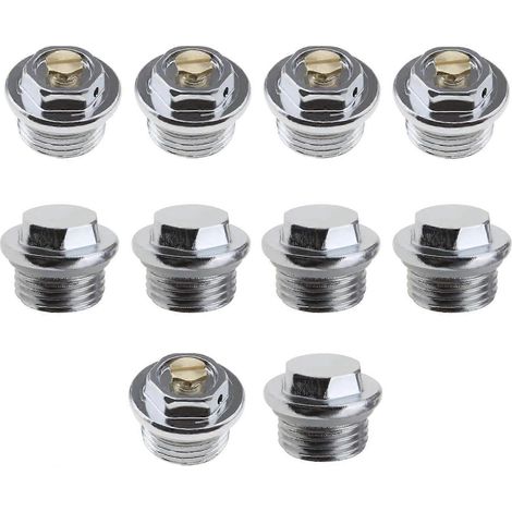 10 manuelle 1/2-Zoll-Kühlerentlüftungsventile und 5 Dichtstopfen mit O-Ring-Gewindeanschluss (1/5)