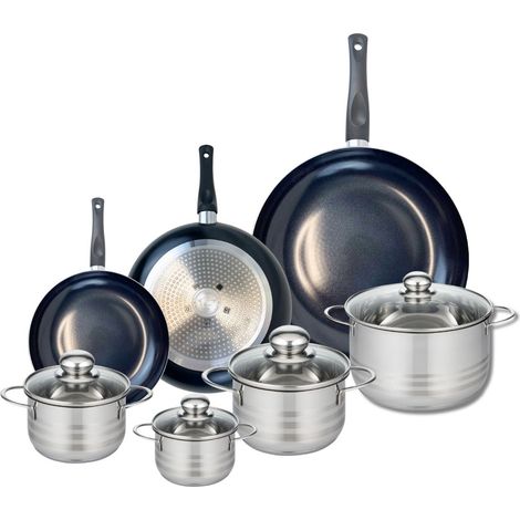 Ensemble de 3 Poêles de cuisson 20, 24 et 32 cm et 4 faitouts 12, 14, 16 et 20 cm Elo Prima Brillant (1/5)