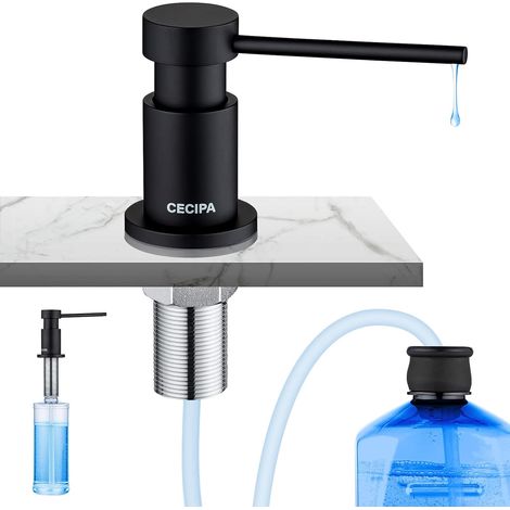 1 Distributeur Savon Encastrable Cuivre, Bouteille 300ml, Tuyau 1,2m, Remplissage Haut, Cuisine Salle De Bain (1/5)