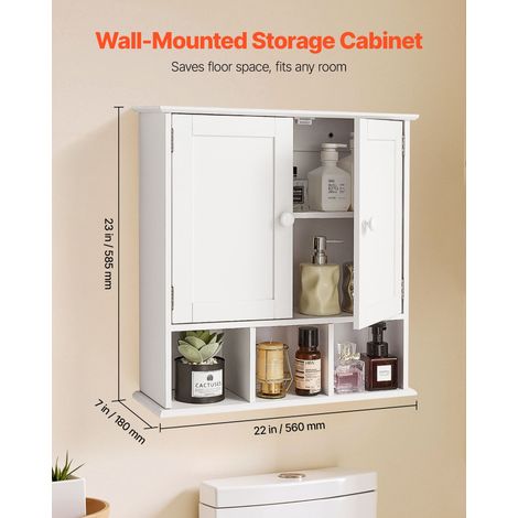 Armoire Murale de Salle de Bain, 2 Portes et Étagère Réglable, Armoire à Pharmacie de Rangement Au-Dessus des Toilettes, Organiseur… (1/5)