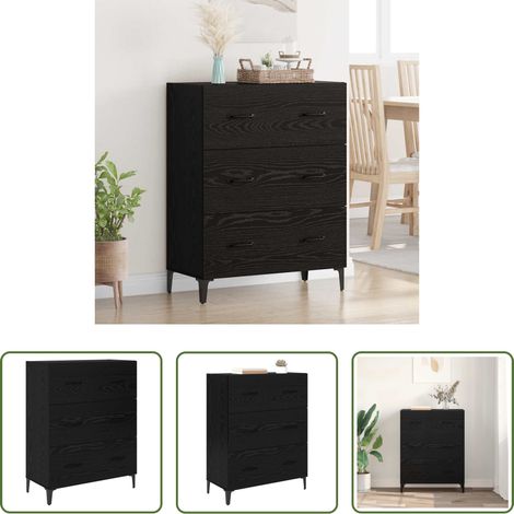 Buffet chêne noir -  Buffet Chêne noir 69,5 x 34 x 90 cm Bois d'ingénierie et fer (1/5)