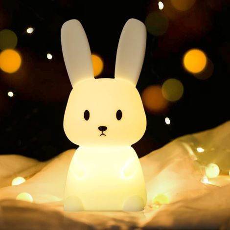 Veilleuse lapin pour chambre d'enfant, lampe tactile à 7 couleurs changeantes, rechargeable par USB veilleuse animale pour bébé enfant enfant en bas âge fille cadeau d'anniversaire kawaii Décoration (1/5)