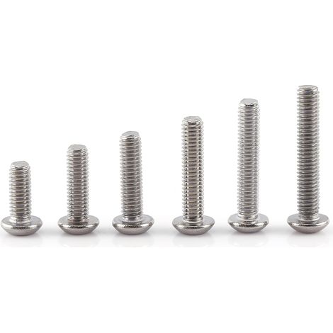 Vis à tête cylindrique bombée M3, lot de vis à six pans creux et écrous hexagonaux en acier inoxydable 304, avec rondelles, assortiment complet pour bricolage et fixation. (1/5)