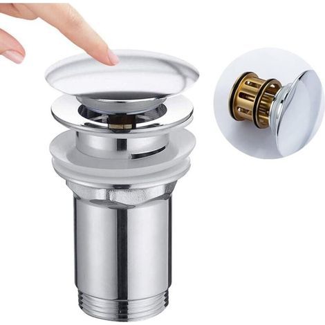 Scarico per lavabo in ottone a scomparsa, sistema di scarico per bagno con troppopieno, tappo di scarico con cestello filtrante per lavabo, tappo universale per lavabo, valvola di scarico in rame, cro (1/4)