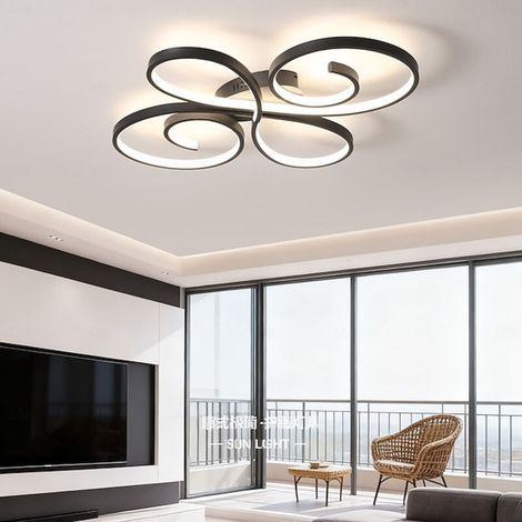 Plafonnier encastré, plafonnier noir pour salon salle à manger, plafonnier de style moderne, blanc chaud (1/4)