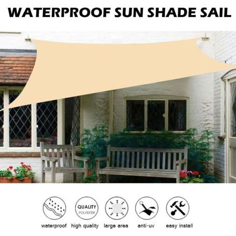 Toile Solaire - Parasol Imperméable Jardin - Rectangulaire 3.6x3.6m - Couleur Beige (1/4)