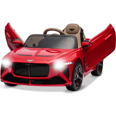 Coche Eléctrico Infantil Licencia Bentley 12V - Vehículo con Control Remoto, LED, Música, Suspensión y Puertas de Cuchilla para 3 a 8 Años, Rojo (1/5)