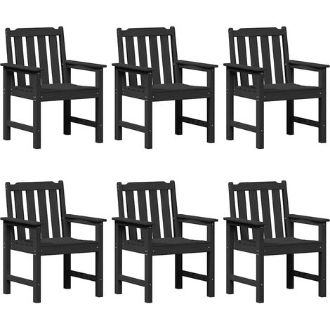 Chaise de jardin 6 lot de 2  Chaises d'extérieur Noir 65,5 x 59 x 88 cm Polyéthylène (1/5)