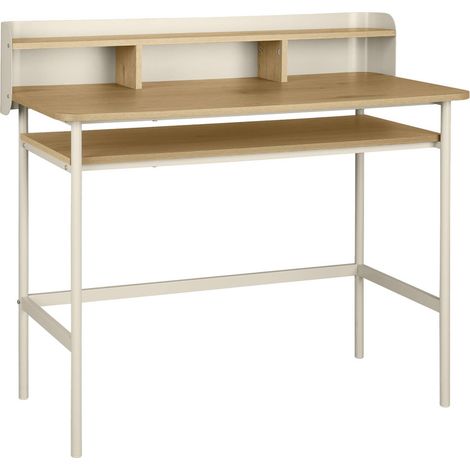 sweeek - Schreibtisch mit Metall, Holzdekor und 3 Nischen (1/5)