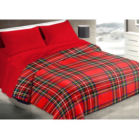 Trapunta Piumone Letto Invernale 300gr Microfibra Diadema Scozzese Rosso 16, misuraPiazza E MezzacoloreRosso (1/5)