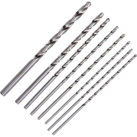 8 Pcs Coffrets de Forets, Extra-Longue Foret HSS de 200 mm de Long, Forets Hélicoïdaux de 4-10 mm de diamètre, Foret Bois Long Pour Le Bois, Les Plastiques (1/5)