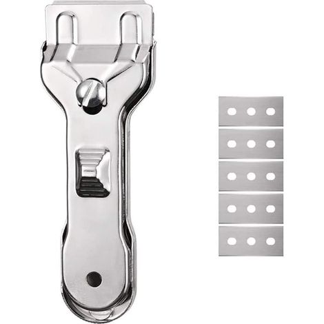 Grattoir pour four avec 5 Lames - Grattoir pour plaque de cuisson - Grattoir pour verre - Outil pour grattoir en céramique - Lame de grattoir pour four - Grattoir pour poêle en céramique