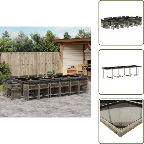 vidaXL Ensemble à manger de jardin 17 pcs et coussins résine tressée (1/5)