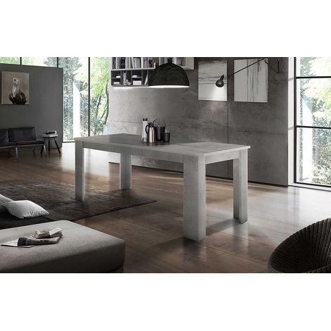 Table de salle à manger extensible 140 cm ciment brut Jessica (1/3)